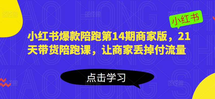 小红书爆款陪跑第14期商家版，21天带货陪跑课，让商家丢掉付流量-MG轻创项目网