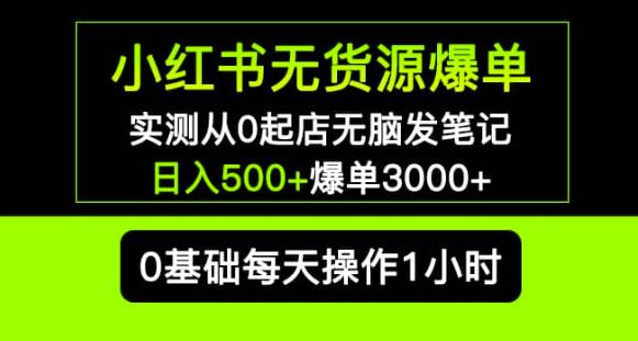 小红书无货源爆单实测从0起店无脑发笔记爆单3000+长期项目可多店-MG轻创项目网