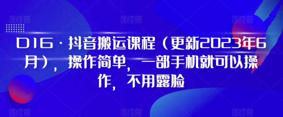 D1G·抖音搬运课程（更新2023年6月），操作简单，一部手机就可以操作，不用露脸-MG轻创项目网