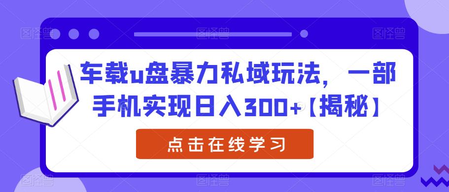 车载u盘暴力私域玩法，一部手机实现日入300+【揭秘】-MG轻创项目网