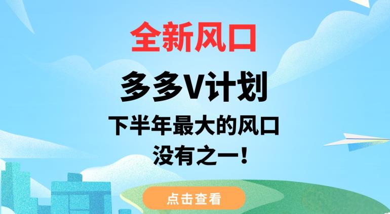 全新风口，多多V计划，下半年最大的风口项目，没有之一【揭秘】-MG轻创项目网