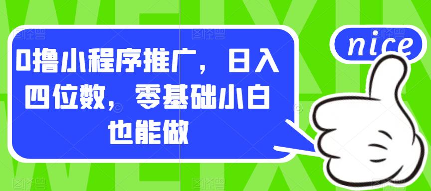 0撸小程序推广，日入四位数，零基础小白也能做【揭秘】-MG轻创项目网