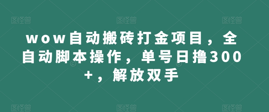 wow自动搬砖打金项目，全自动脚本操作，单号日撸300+，解放双手【揭秘】-MG轻创项目网