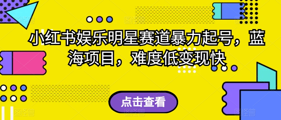 小红书娱乐明星赛道暴力起号，蓝海项目，难度低变现快【揭秘】-MG轻创项目网