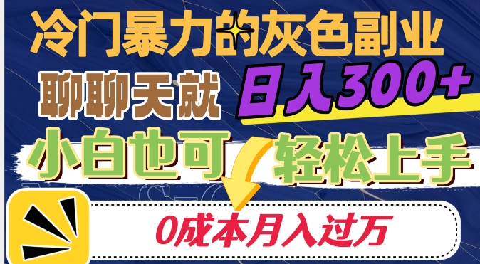 冷门暴利的副业项目，聊聊天就能日入300+，0成本月入过万【揭秘】-MG轻创项目网