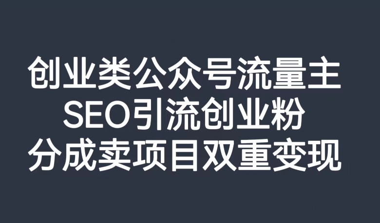 创业类公众号流量主，SEO引流创业粉，分成卖项目双重变现【揭秘】-MG轻创项目网