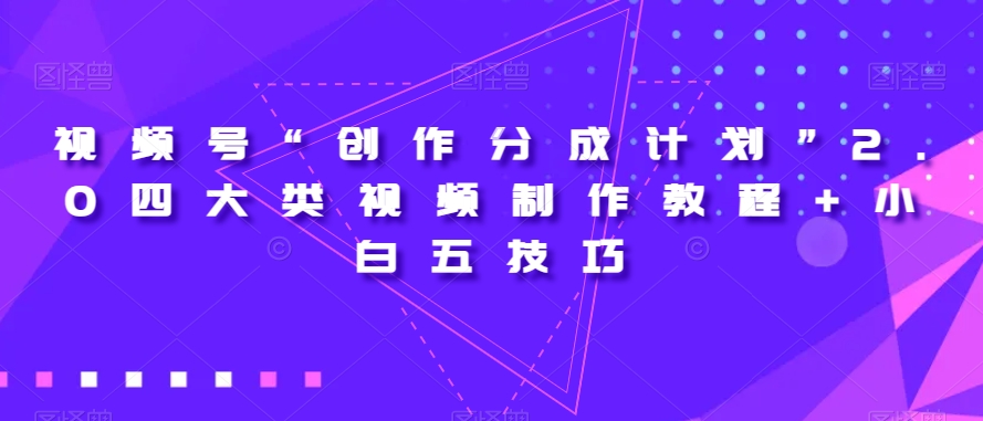 视频号“创作分成计划”2.0四大类视频制作教程+小白五技巧【揭秘】-MG轻创项目网