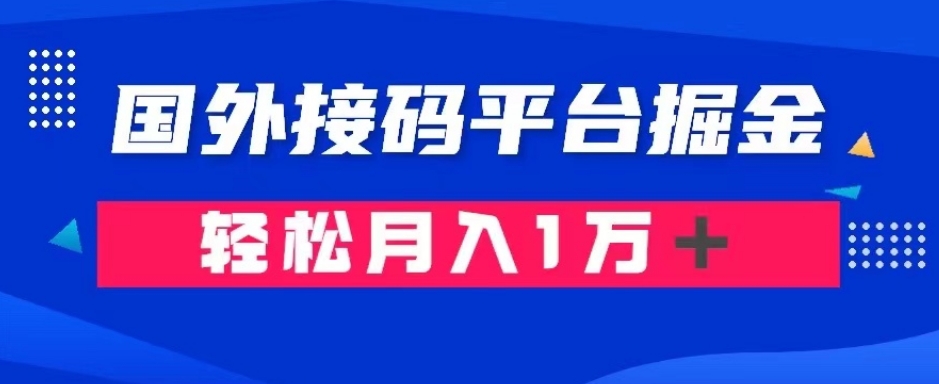 通过国外接码平台掘金：成本1.3，利润10＋，轻松月入1万＋【揭秘】-MG轻创项目网