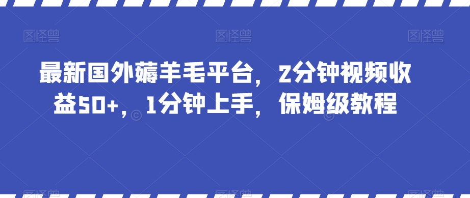 最新国外薅羊毛平台，2分钟视频收益50+，1分钟上手，保姆级教程【揭秘】-MG轻创项目网