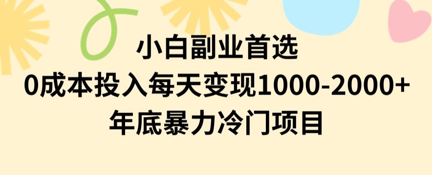 小白副业首选，0成本投入，每天变现1000-2000年底暴力冷门项目【揭秘】-MG轻创项目网