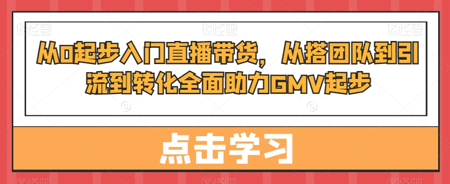 从0起步入门直播带货，​从搭团队到引流到转化全面助力GMV起步-MG轻创项目网