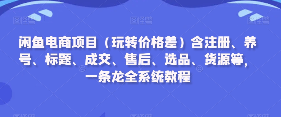 闲鱼电商项目（玩转价格差）含注册、养号、标题、成交、售后、选品、货源等，一条龙全系统教程-MG轻创项目网