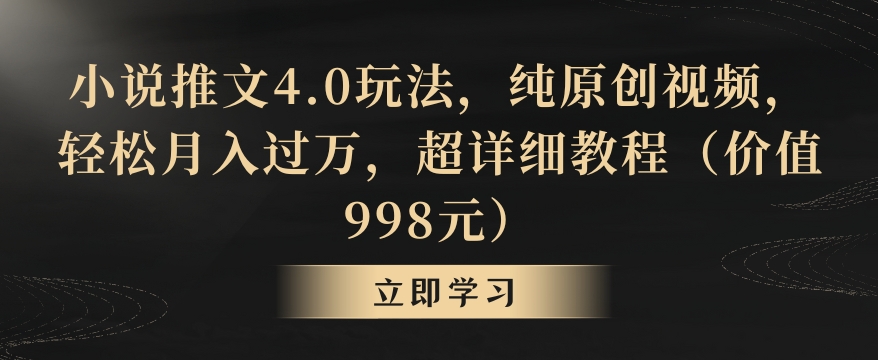 小说推文4.0玩法，纯原创视频，轻松月入过万，超详细教程（价值998元）【揭秘】-MG轻创项目网