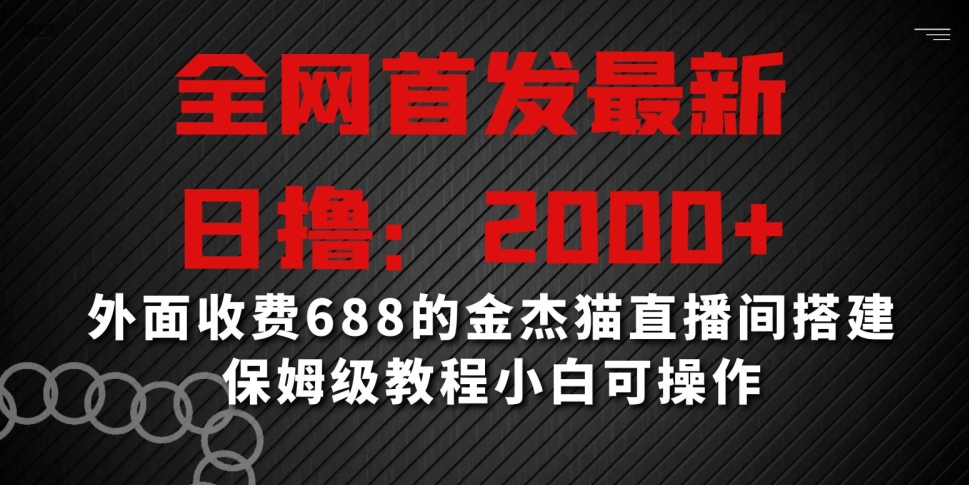 全网首发最新，日撸2000+，外面收费688的金杰猫直播间搭建，保姆级教程小白可操作【揭秘】-MG轻创项目网