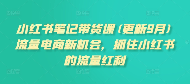 小红书笔记带货课(更新9月)流量电商新机会，抓住小红书的流量红利-MG轻创项目网