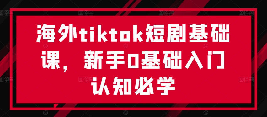 海外tiktok短剧基础课，新手0基础入门认知必学-MG轻创项目网