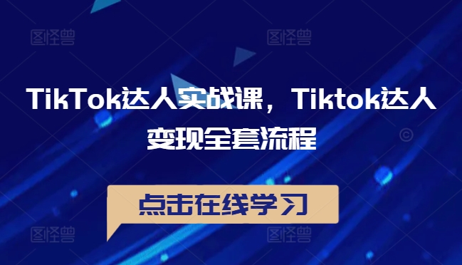 TikTok达人实战课，Tiktok达人变现全套流程-MG轻创项目网