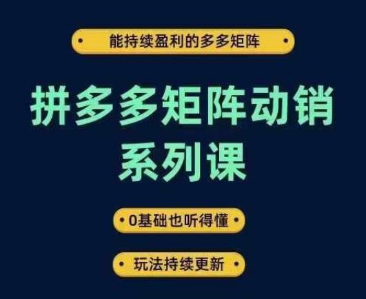 拼多多矩阵动销系列课，能持续盈利的多多矩阵，0基础也听得懂，玩法持续更新-MG轻创项目网