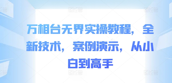 万相台无界实操教程，全新技术，案例演示，从小白到高手-MG轻创项目网